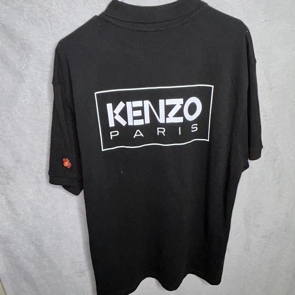 Kenzo Paris Logo Polo Shirt XL Black Big Back Logo Designer Graphic Luxury Men's